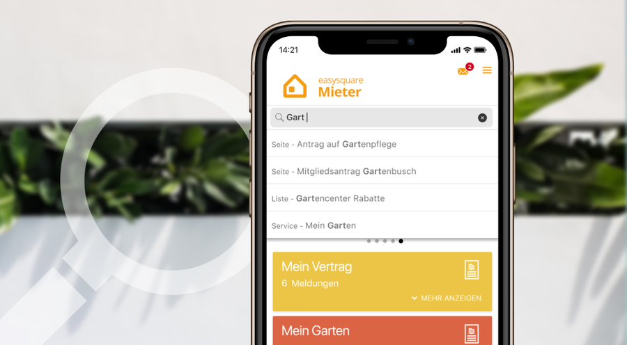 Such-Funktion in den easysquare Apps