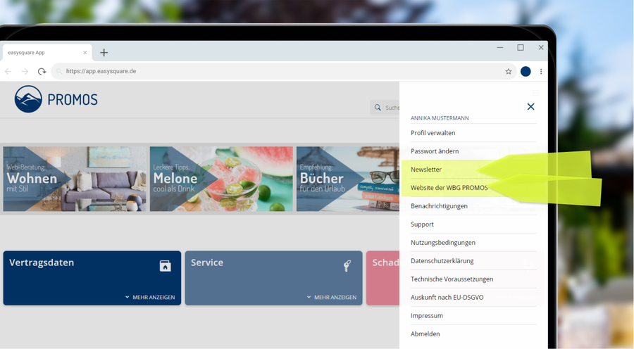 Erweiterungsmöglichkeiten für Kunden in der Sidebar der easysquare Apps