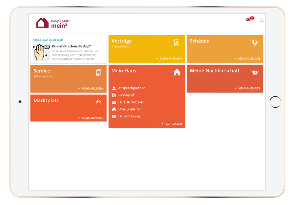 In der Pinnwand für Dritte können Dienstleister schnell und direkt Informationen einstellen.