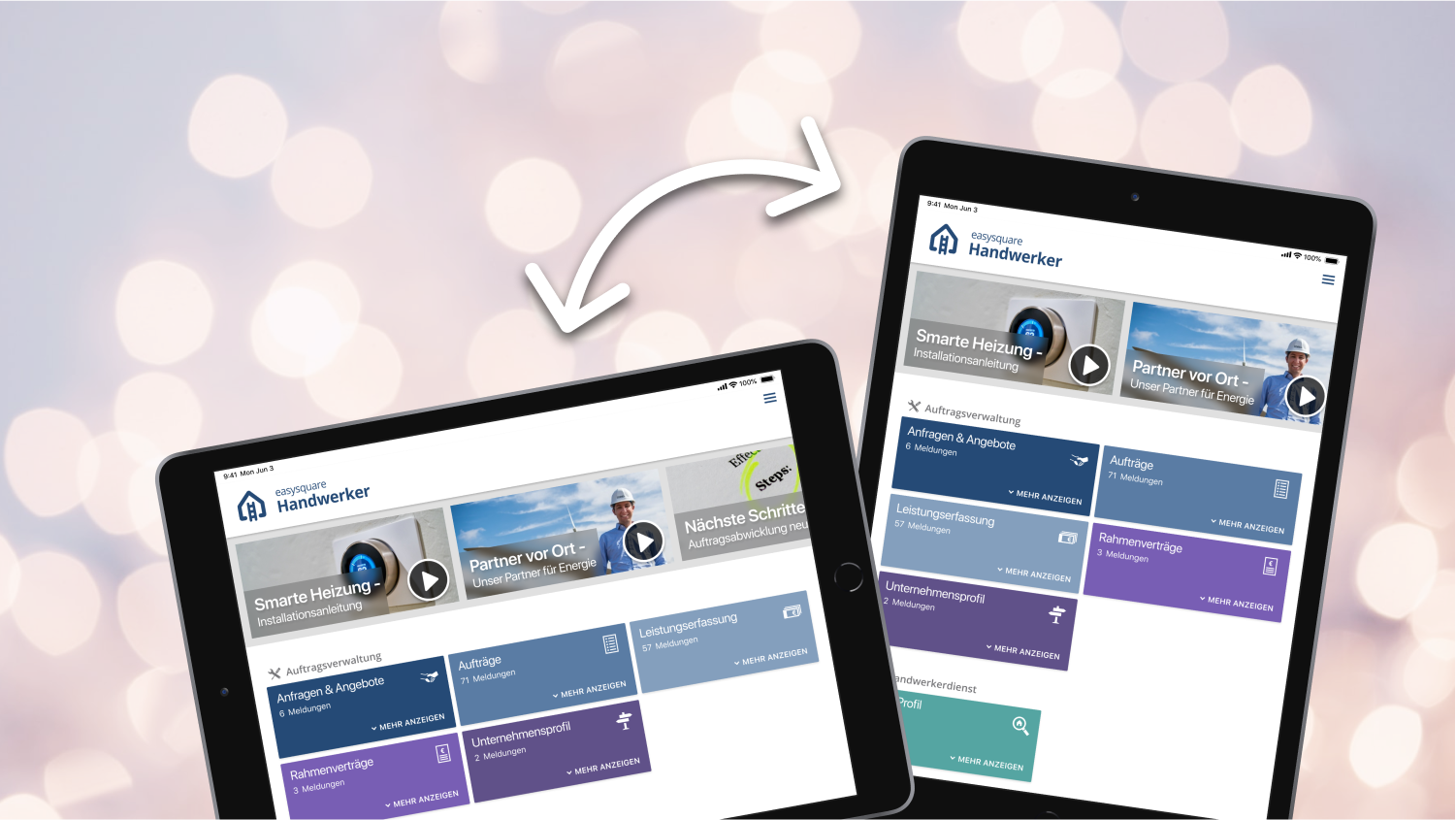 Native easysquare Apps im Hoch- und Querformat
