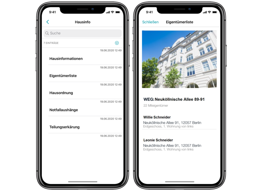 Alle Informationen rund um das Haus in der Eigentümer-App von easysquare