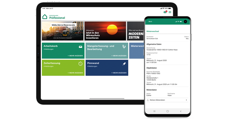 Die nativen Apps für iOS und Android der easysquare App Familie