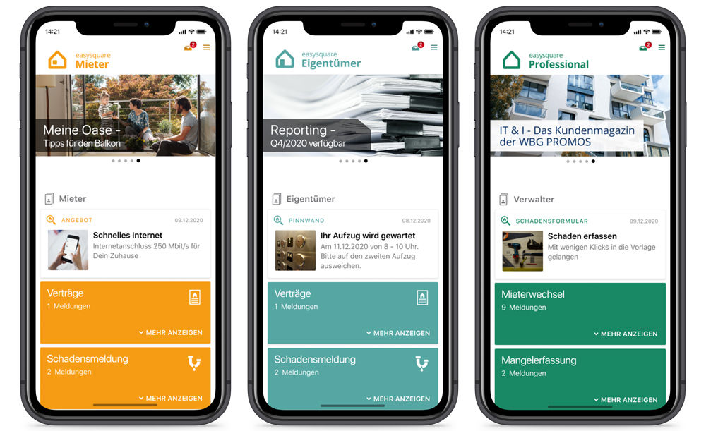 Widgets in den easysquare Apps