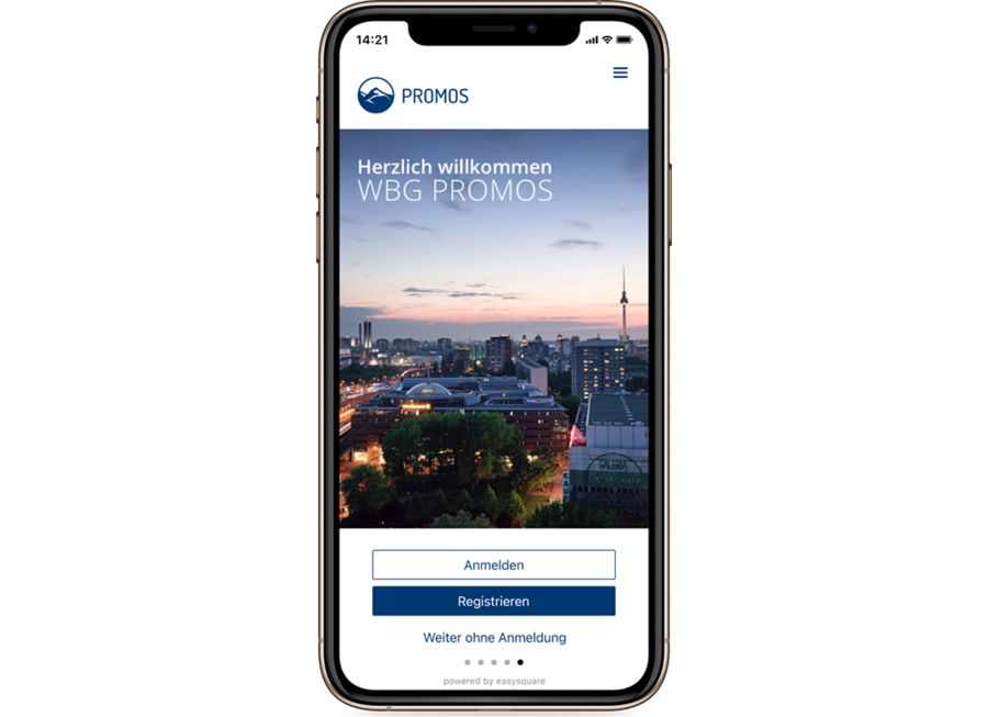 Start der Registrierung in der easysquare Mieter-App