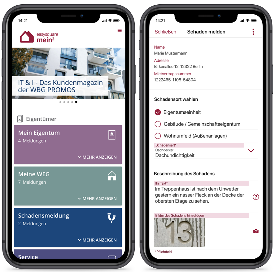 WEG-Verwalter können mit der mein²-App ganz einfach ihre Eigentümer digital erreichen.