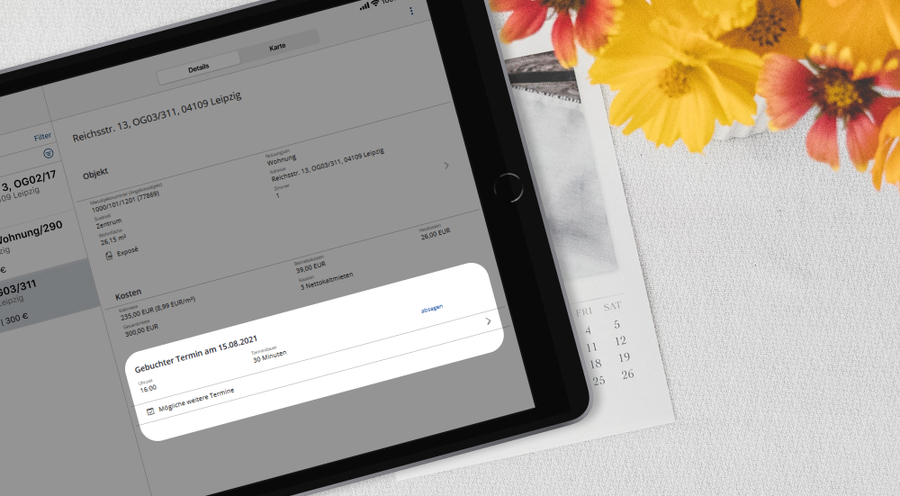 Vereinbarte Termine im Fokus der Interessenten- bzw. Vermieter-App von easysquare